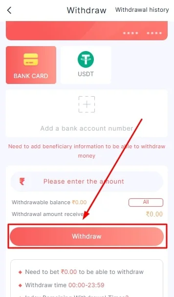 Click On Withdraw button