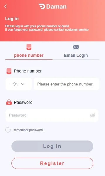 daman game login page