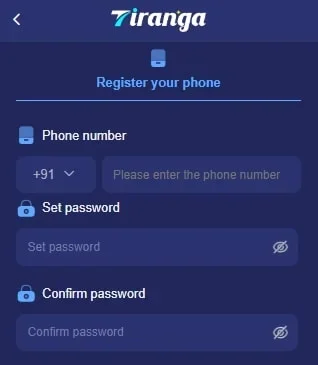 Tiranga Game Registration Page